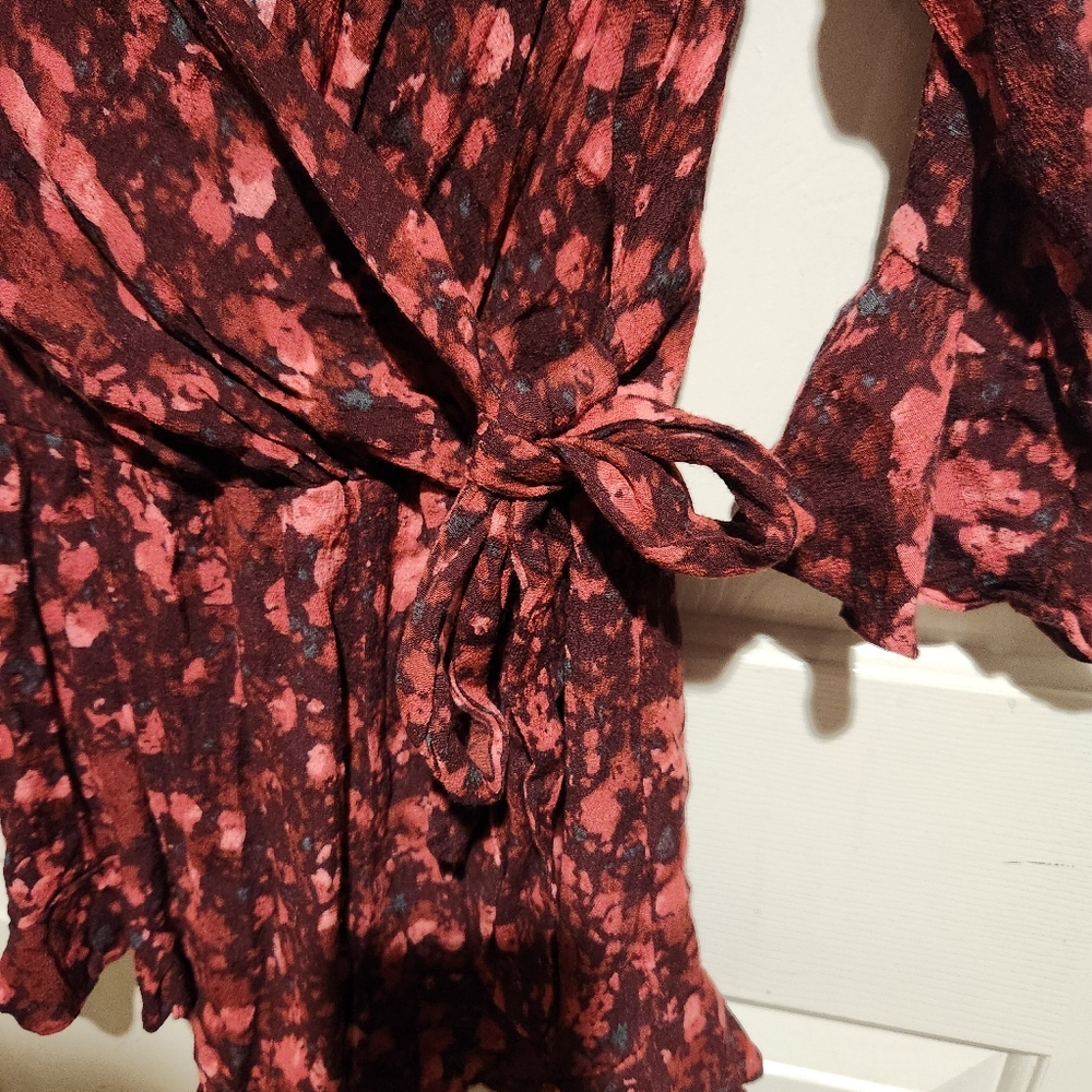 Free Peple Floral Ruffle Romper Goth Witchy Ethereal Small Wrap Going Out - Picture 7 of 8